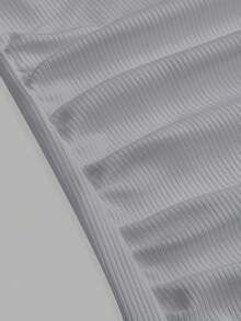 Slaydiva 2026 Primavera/Verano Nueva Llegada Casual Básico Versátil Blanco Sólido Acanalado Cuello en V Espalda de Corredor Fruncido - Gris - Ver 5