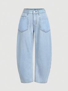EMERY ROSE Plus Size Women's Pocket Design Light Blue Casual Loose Fit Denim Jeans Vacation Summer - Blue - View 7