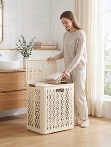 Bathroom Laundry Basket High Aesthetic Foldable Storage Home Use Large Storage Bin Bathroom - Multicolor - View 9