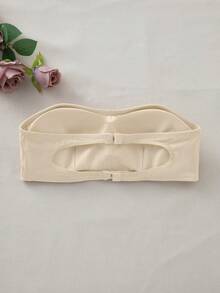 SHEIN Minimalist Solid Color Wireless Padded Bandeau Bra - Apricot - View 8