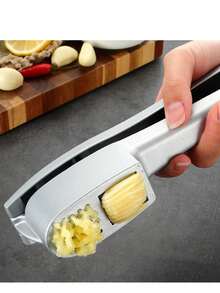 One-Piece Two-In-One Garlic Press And Chopper - Multi-Functional Kitchen Tool, Aluminum Alloy Material, Manual Operation, No Electricity Required, Kitchen Helper | Stylish Metal Design | Easy-To-Clean Material, Garlic Press - Multicolor - View 3