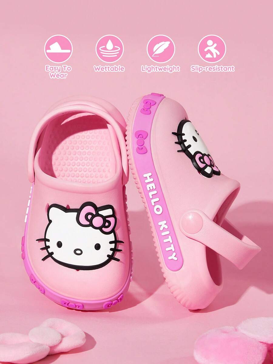 HELLO KITTY AND FRIENDS | SHEIN 可愛粉色兒童涼鞋,卡通花園鞋,透氣快乾,輕量EVA材質,夏季沙灘拖鞋,適合幼童 - 珊瑚粉 - 查看 1
