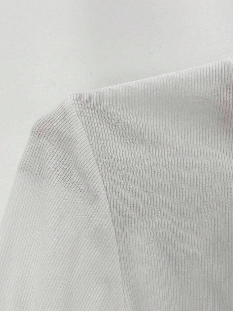 Comfylo Plus Size Ribbed Casual Minimalist Tank Top For Daily Wear And Vacation - White - View 7
