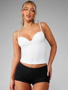 MISSGUIDED Longline Corset Bustier Tank Top With Underwire Support And Adjustable Straps - White - View 3