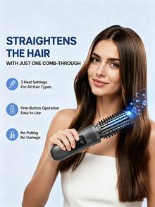Teckwe Portable Wireless Straightening Comb Fast Heating Constant Temp Anti Burn LED Display USB Charge Compact Lightweight Home Travel Hair Styling Tool Dual Straight Wavy Hair Built In 2600mAh Battery Ideal Gift For Women - Multicolor - View 3