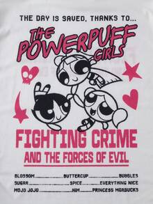 THE POWERPUFF GIRLS X SHEIN Men's Crew Neck Short Sleeve Casual T-Shirt - White - View 4