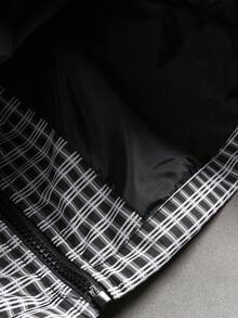 Manfinity EMRG 男士立領格紋拼接拉鍊夾克 - 咖啡棕 - 查看 7
