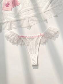 PetitDoll 1pc Women's Ruffled Sexy Thong Panty - White - View 1