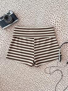 SHEIN Tween Girl Striped Colorblock Casual Versatile Daily Shorts - Multicolor - View 2
