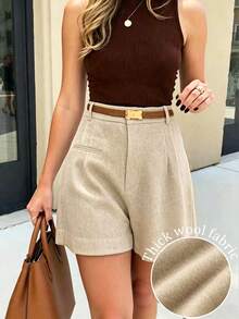 INAWLY Summer Casual Versatile Commuter Shorts - Camel - View 1