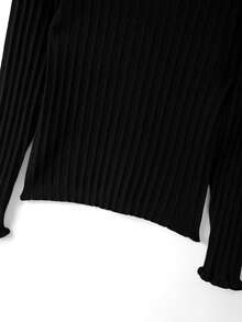 GlowEve CURVE Plus Size Fitted Elegant Mock Neck Long Sleeve Pullover Sweater - Black - View 4