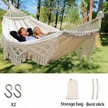 1 buah Hammock Rumbai Bohemian Ganda Baru, Desain Anti-Terbalik dengan Aksesoris Lengkap, Cocok untuk Halaman dan Taman Luar Ruangan, Perlengkapan Berkemah - MultiWarna - View 4