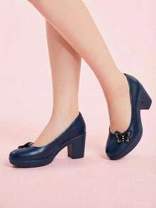 Thick Heel Shoes With Detail And Platform - 藍色 - 查看 2