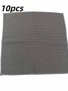 5/10 PCS Gray Grid Waffle Weave Kitchen Towel, Soft Absorbent Cotton Dish Cloth, Reusable Cleaning Cloth For Kitchen, Home, And Dining - Multicolor - View 14