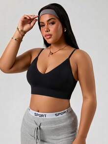 SHEIN Rhythm Era 女款大尺碼極簡百搭運動內衣 3 件組，適用瑜伽與跑步 - 彩色 - 查看 4