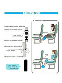 1pc Office Footrest Mat, Portable Simple Airplane Footrest For Travel Accessories, Adjustable Lightweight Hammock-Style Footrest With Travel Safety Belt, Suitable For Office And Travel - foot hammock - View 5