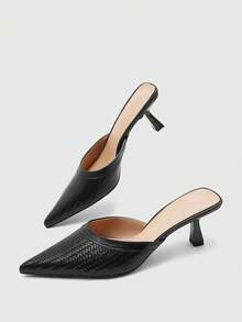 CUCCOO BIZCHIC Women's Spring And Summer New High-Heeled Pointed-Toed Stiletto Woven Sandals, Fashion Mules Shoes - Black - View 10