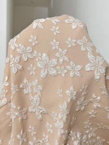 SHEIN 孕婦提花側腰綁帶休閒吊帶連身褲 - 杏色 - 查看 5