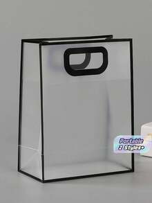 5/10 buah Kantong Kado Transparan, Kantong Kado PVC Desain Pegangan Berongga Sederhana untuk Pesta - hitam - View 1
