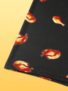 Notgurli Men's Underwear Cartoon Roast Chicken Leg Graphic Long‑Leg Boxer Briefs, Playful Novelty Casual Bott - Black - View 5