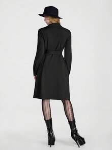 Breakform Gothic Halloween Dark Retro Shirt – Loose, Versatile Long-Style Shirt / Shirt Dress - Black - View 2