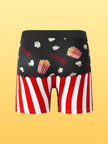 Notgurli Men's Boxer Briefs Funny Popcorn Print Long Underwear - Multicolor - View 2