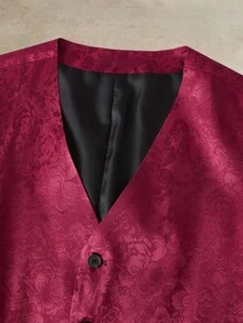 HIMLAND 男士梭織修身休閒無袖西裝背心，適合春夏穿著 - 酒紅色 - 查看 5