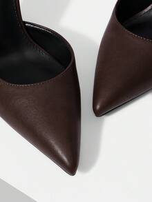 MOTF WOMEN'S FASHION AND ELEGANCE COMMUTER POINTED ADJUSTABLE BUCKLE HIGH HEELS - Brown - View 9
