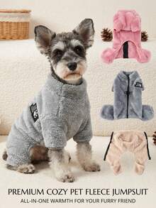 PETSIN 宠物服装，宠物外套，小型犬保暖抓绒连体衣，适合冬季穿着 - 彩色 - 查看 1