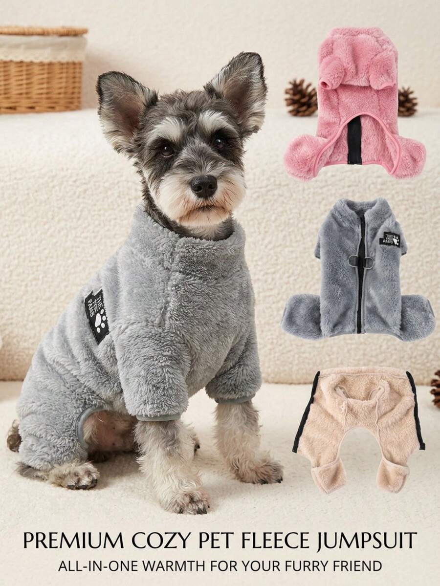 PETSIN 宠物服装，宠物外套，小型犬保暖抓绒连体衣，适合冬季穿着 - 彩色 - 查看 1