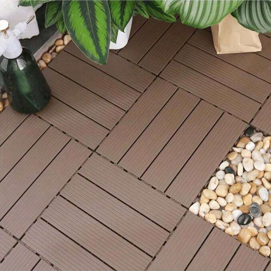 5/10 PCS PVC Plastic Self-Assembling Balcony Terrace Garden Outdoor Waterproof Anti-Corrosion Floor Tiles, Yard Outdoor Waterproof Ceramic Tiles
