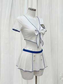 Fantasy Costume Fantasy Costume 2pcs Sexy Deep V Bow Tie Costume Set For Women - White - View 6