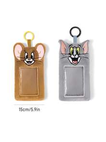 TOM & JERRY X SHEIN Dompet Kartu Kartun, Bentuk Lucu, Cocok Untuk Menyimpan Kartu Kecil Idou, Kartu Kerja, Kartu Transportasi, Dll., Desain Jendela PVC Transparan, Dapat Digantung di Tas - kucing dan tikus - View 3
