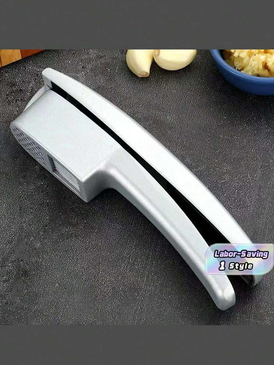 One-Piece Two-In-One Garlic Press And Chopper - Multi-Functional Kitchen Tool, Aluminum Alloy Material, Manual Operation, No Electricity Required, Kitchen Helper | Stylish Metal Design | Easy-To-Clean Material, Garlic Press - Multicolor - View 1