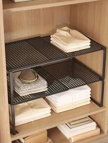 Expandable Wardrobe Organizer Rack - Space-Saving Vertical Storage Rack With Adjustable Height, Suitable For Clothes, Shoes, And Cabinets - Easy To Install, For Wardrobe Organization, Home Organization, Simple Design, Sturdy Structure, Home Storage - Multicolor - View 3