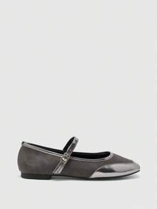 CUCCOO BIZCHIC Elegant Minimalist Square Toe Flat Shoes, Casual Minimalist Comfortable Flats For Women, Suitable For Commuting And Formal Occasions - Dark grey, - View 6