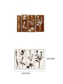 Cirelle 6 Pcs Round & Square Blessing Stamp, Wooden Vintage Pattern Lace Stamp, Valentine's Day Blessing Words Series Stamp For Scrapbook, Photo Album And Diary - multicolor - View 7