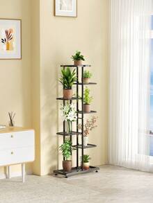 1pc Iron Flower Stand, Black Minimalist Style Plant Rack, Suitable For Living Room, Balcony Decor, 4-8 Tier Multi-Layer Storage Shelf, Multifunctional Display Rack - black - View 2