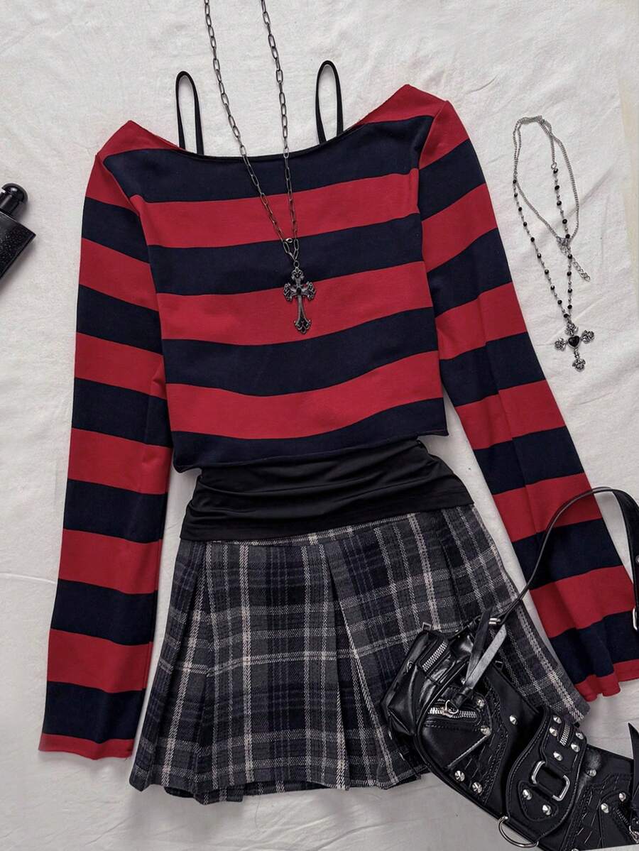 Attitoon Women's Striped Round Neck Long Sleeve Casual Top