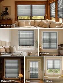 1 Piece Of Strong Self-Adhesive Pleated Sunshade, Adjustable Sunshade Curtain, Roller Blind Design, Suitable For Windows, French Doors, Living Rooms, Kitchens, Bathrooms, Offices, Summer Sunshade - Multicolor - View 2