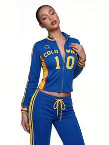 SHEIN ICON 秋季女款運動字母數字印花休閒日常長袖運動衫 - 彩色 - 查看 4