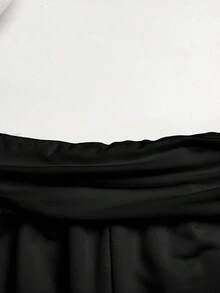 SHEIN Celana Jogging Kasual Longgar Berkerut Warna Hitam untuk Remaja Perempuan - Hitam - View 5