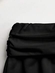 SHEIN Celana Jogging Kasual Longgar Berkerut Warna Hitam untuk Remaja Perempuan - Hitam - View 6