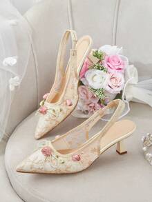 CUCCOO HITCHD Women's Pointed Toe Bow Decor Fashion Elegant High Heels - Champagne - View 5