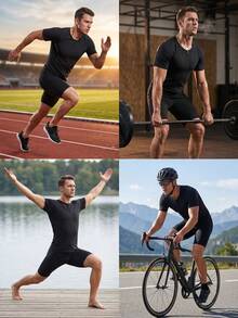 Gym Rark 男士收腰桑拿上衣，健身運動壓縮背心附拉鍊，促汗運動上衣，男士短袖桑拿塑身背心，促汗塑身衣 - 藍色 - 查看 5
