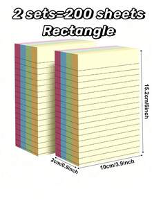 100/200 Sheets Lined Sticky Notes (4 Colors) – Portable Student Note Markers – Self-Adhesive & Easy To Apply – For Office, Home, And School – Available In Large And Small Sizes – Handy Office & Back-To-School Essential - Multicolor - View 6