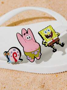 SpongeBob SquarePants | SHEIN 卡通夾腳拖鞋，EVA輕量材質，護趾設計，透氣快乾，柔軟舒適，適合多種場合 - 米色 - 查看 2
