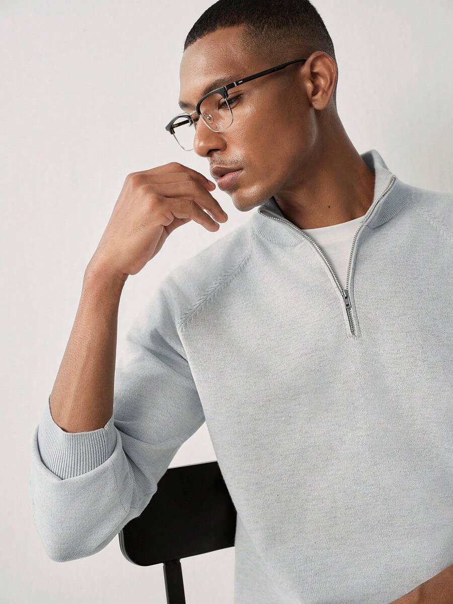 Manfinity CityGents Men's Solid Color Casual Versatile Daily Wear Long Sleeve Sweater - Multicolor - View 1