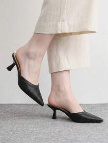 CUCCOO BIZCHIC Women's Spring And Summer New High-Heeled Pointed-Toed Stiletto Woven Sandals, Fashion Mules Shoes - Black - View 5
