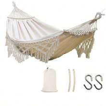1 buah Hammock Rumbai Bohemian Ganda Baru, Desain Anti-Terbalik dengan Aksesoris Lengkap, Cocok untuk Halaman dan Taman Luar Ruangan, Perlengkapan Berkemah - MultiWarna - View 8